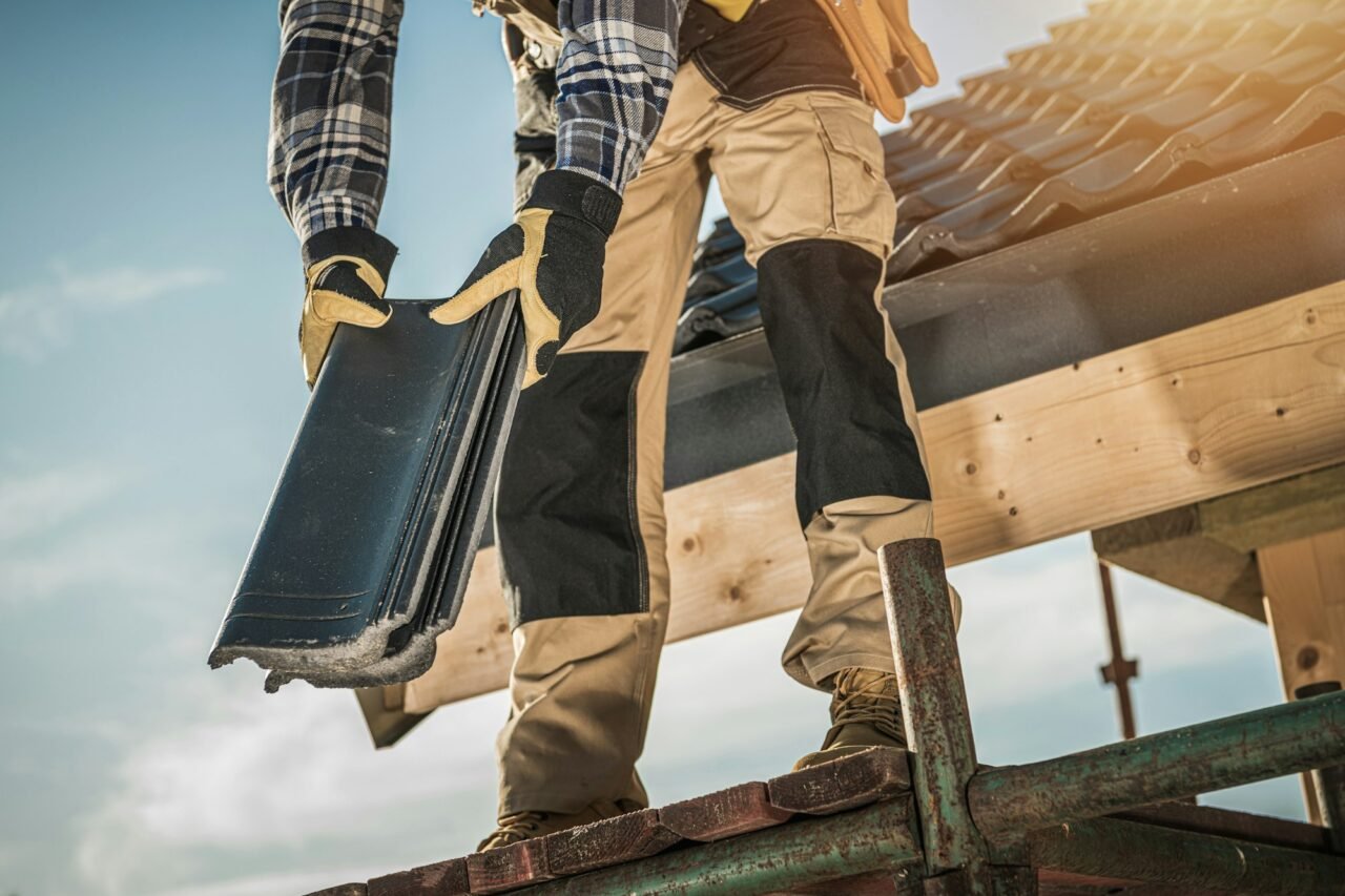 roofer with ceramic tiles